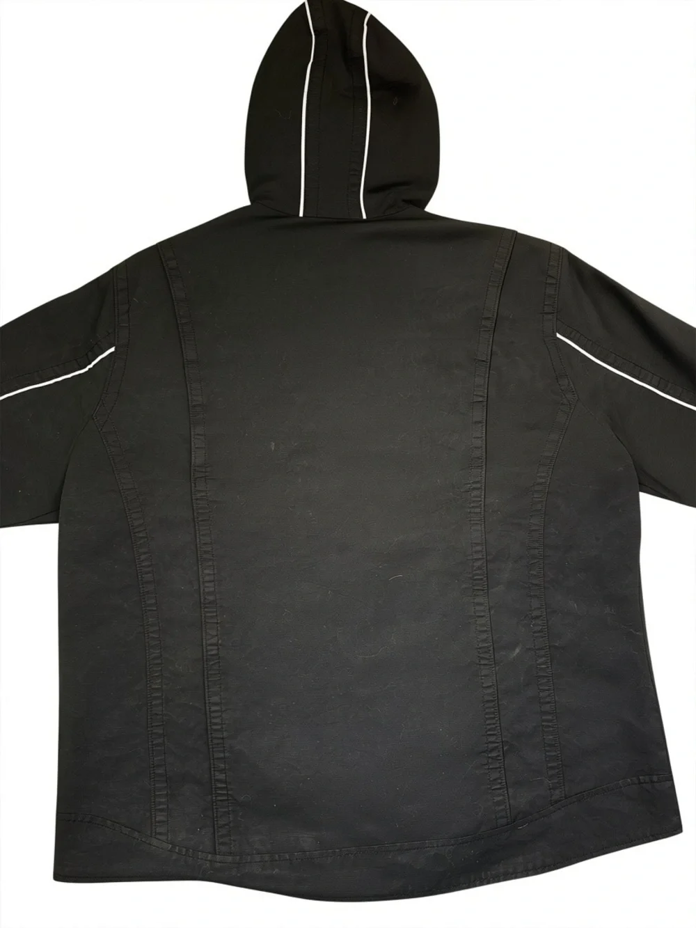 True Religion Black Hooded Reflective Moto Jacket Jet Black MC431TF1 Size 3XL